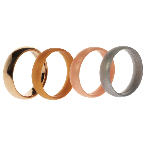 Silicone Wedding Twin 6mm Ring Set - Gold by ROQ for Women - 4 x 9 mm Ring - Picture 2 of 2